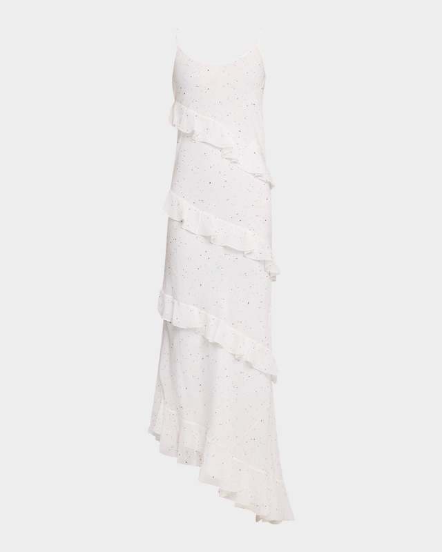 Pearce Speckled Silk Tiered-Ruffle Maxi Dress